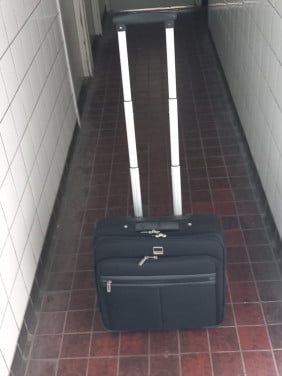 Zwarte (school/werk)trolley met laptopvak