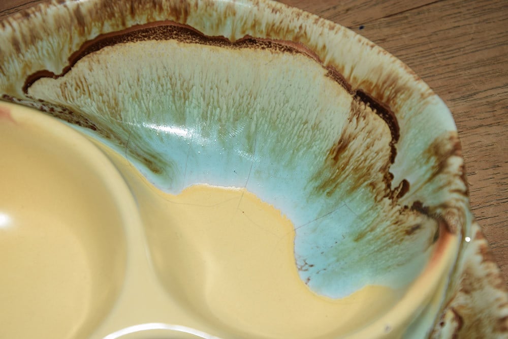 Keramisch art deco schaaltje - Vintage drip glaze