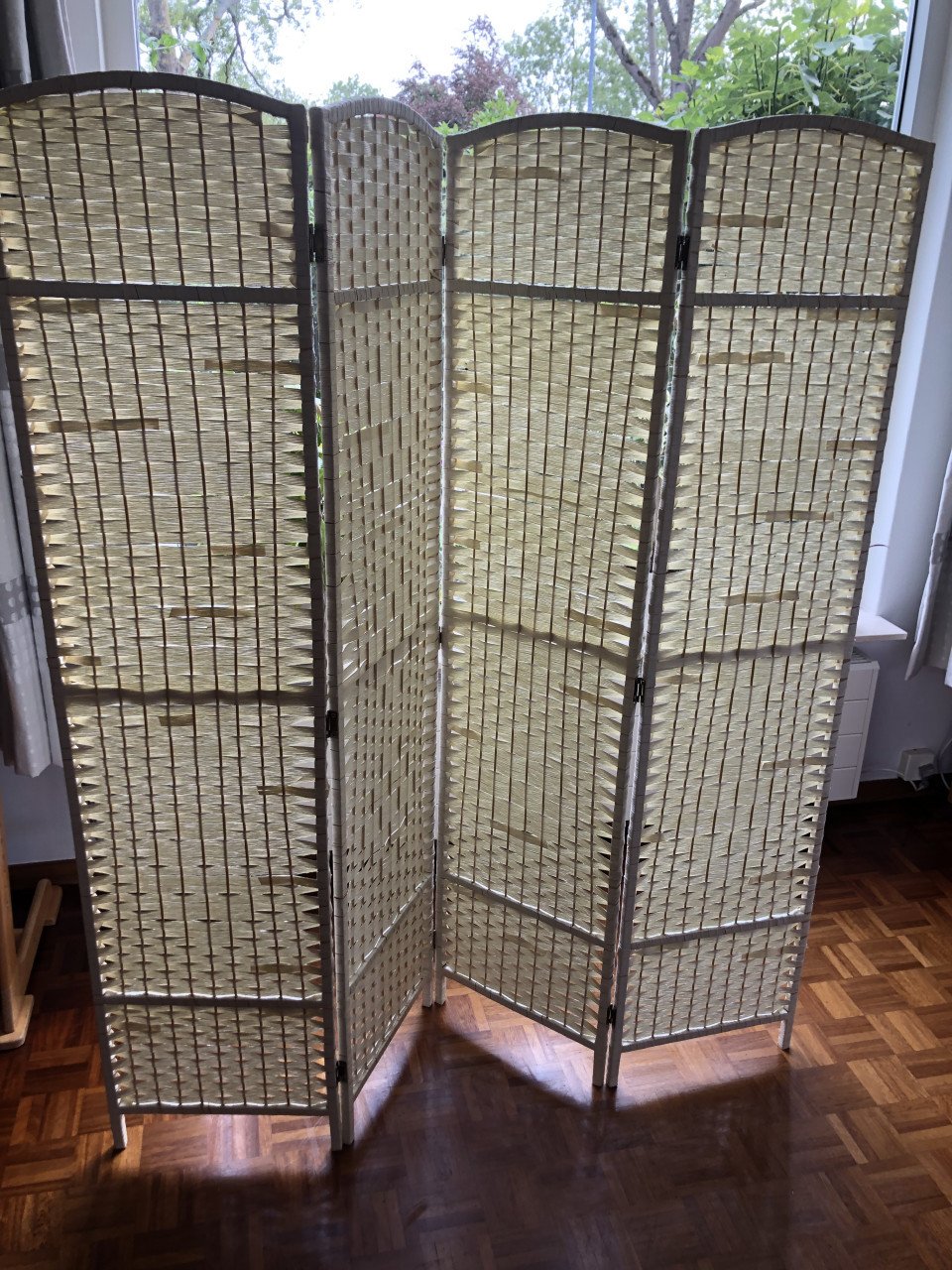 Kamerscherm nooit gebruikt, LW Collection, gebroken wit- rotan/riet