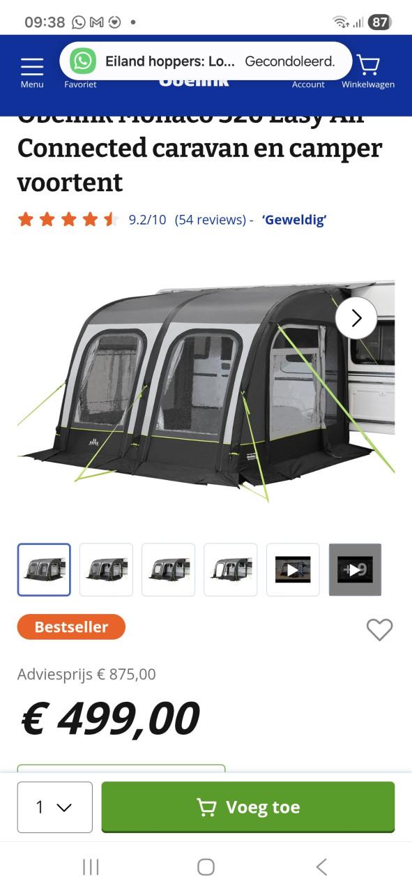 Voortent opblaasbaarniet gebruikt
