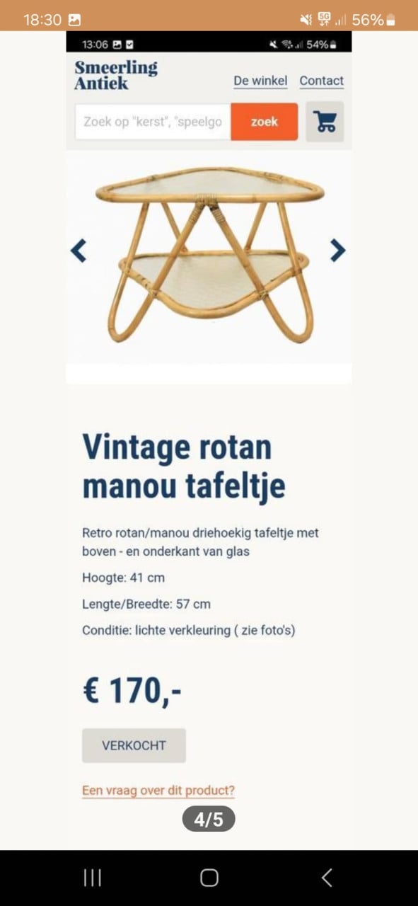 2x Vintage rattan/rotan bamboo bijzettafel