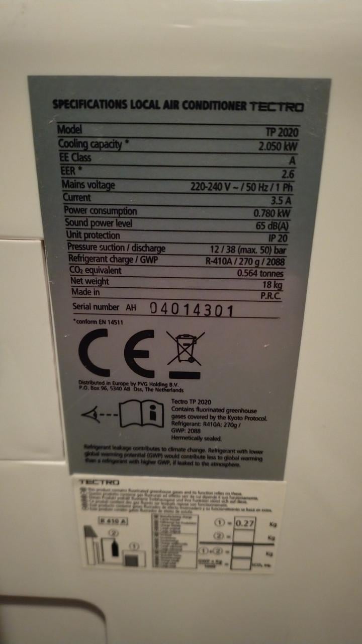 Tectro TP 2020 mobiele airco