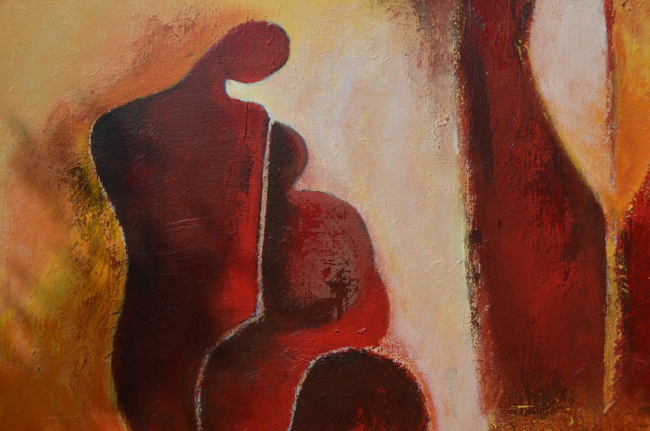 Groot schilderij 'Moeder en kind' Emilie v. Spaendonck