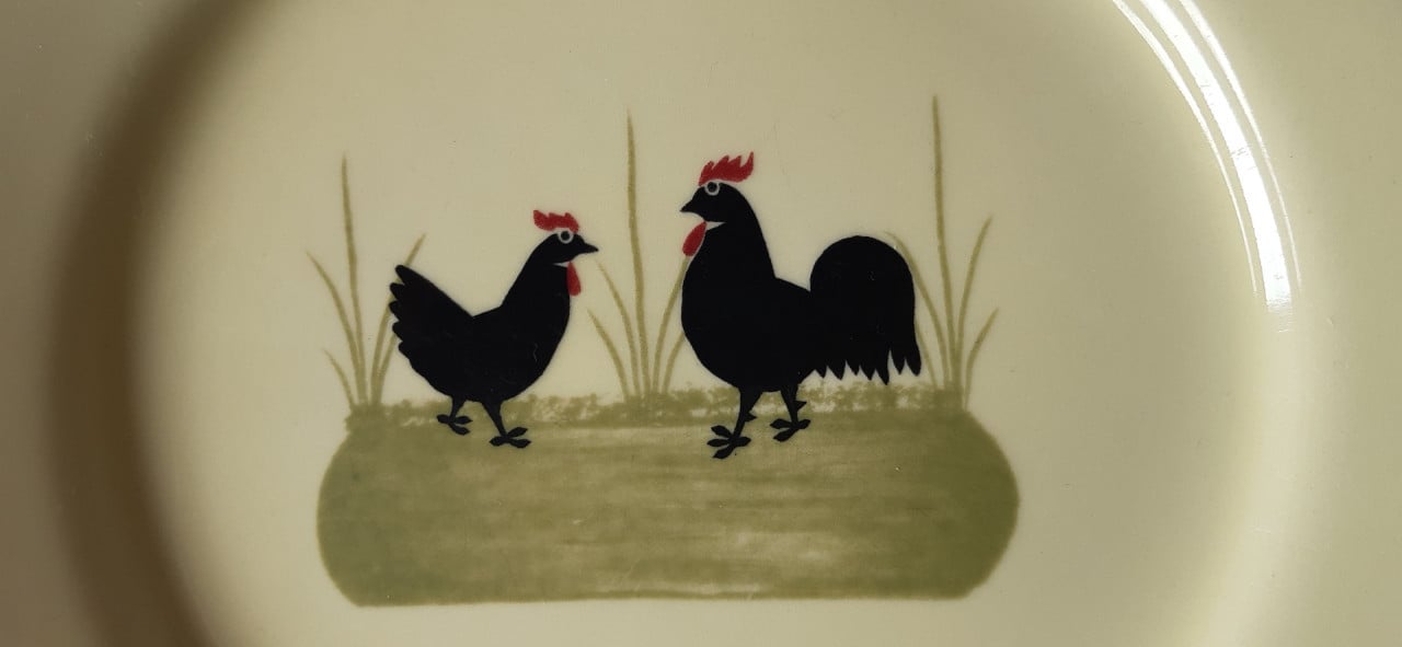 Zeller keramiek: Kip & haan servies: ontbijtbord