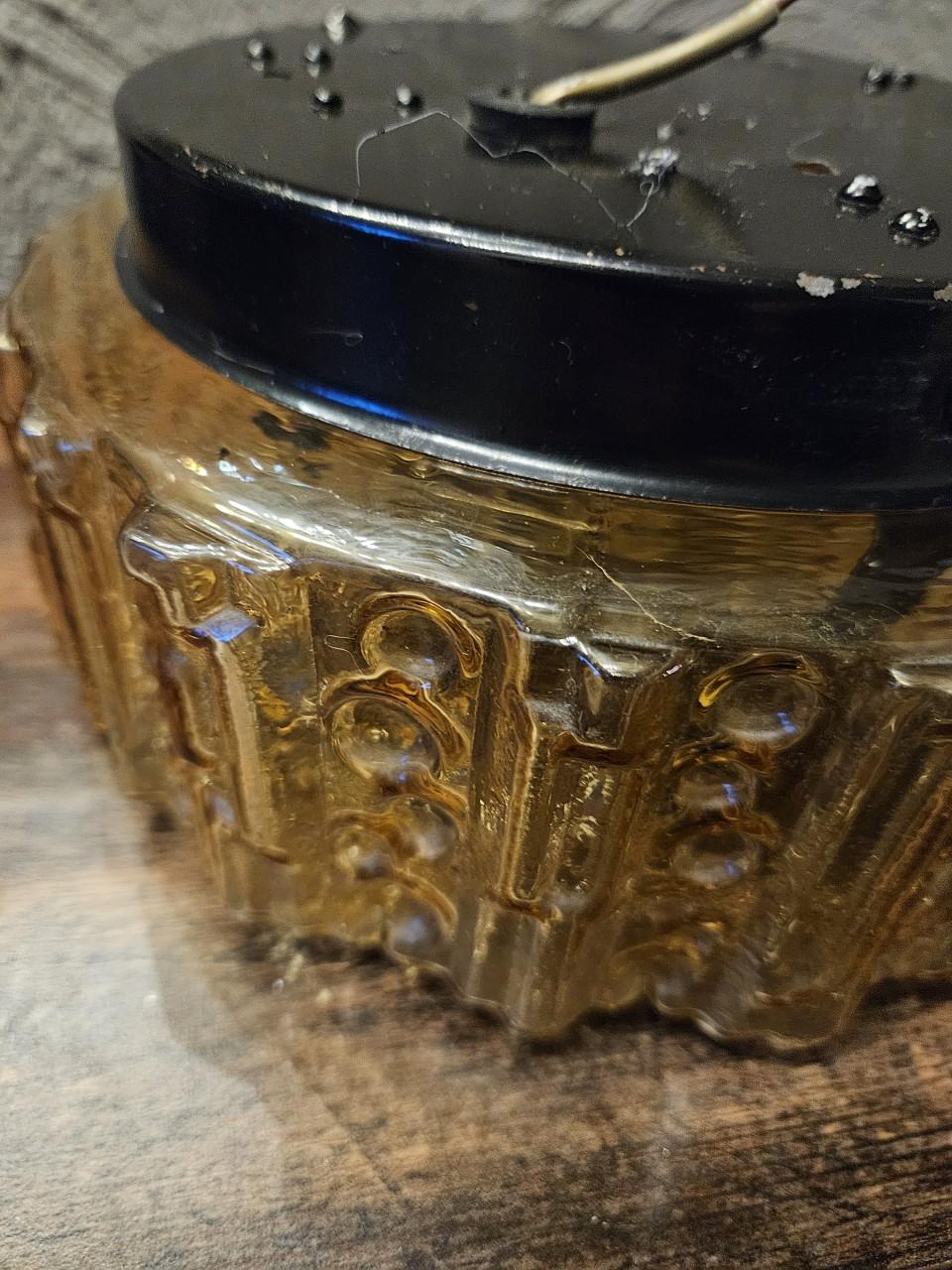 Vintage Plafondlamp Amber Glas - origineel Jaren '60/'70