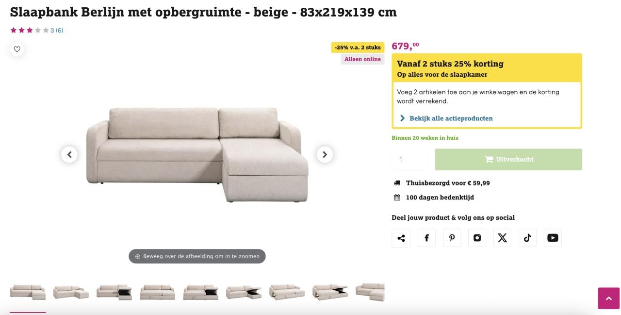 Slaapbank met opbergruimte