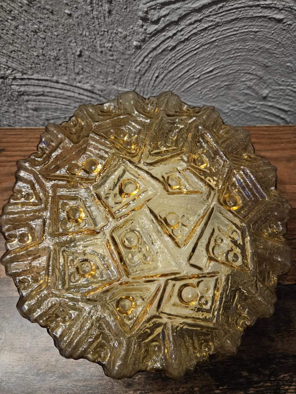 Vintage Plafondlamp Amber Glas - origineel Jaren '60/'70
