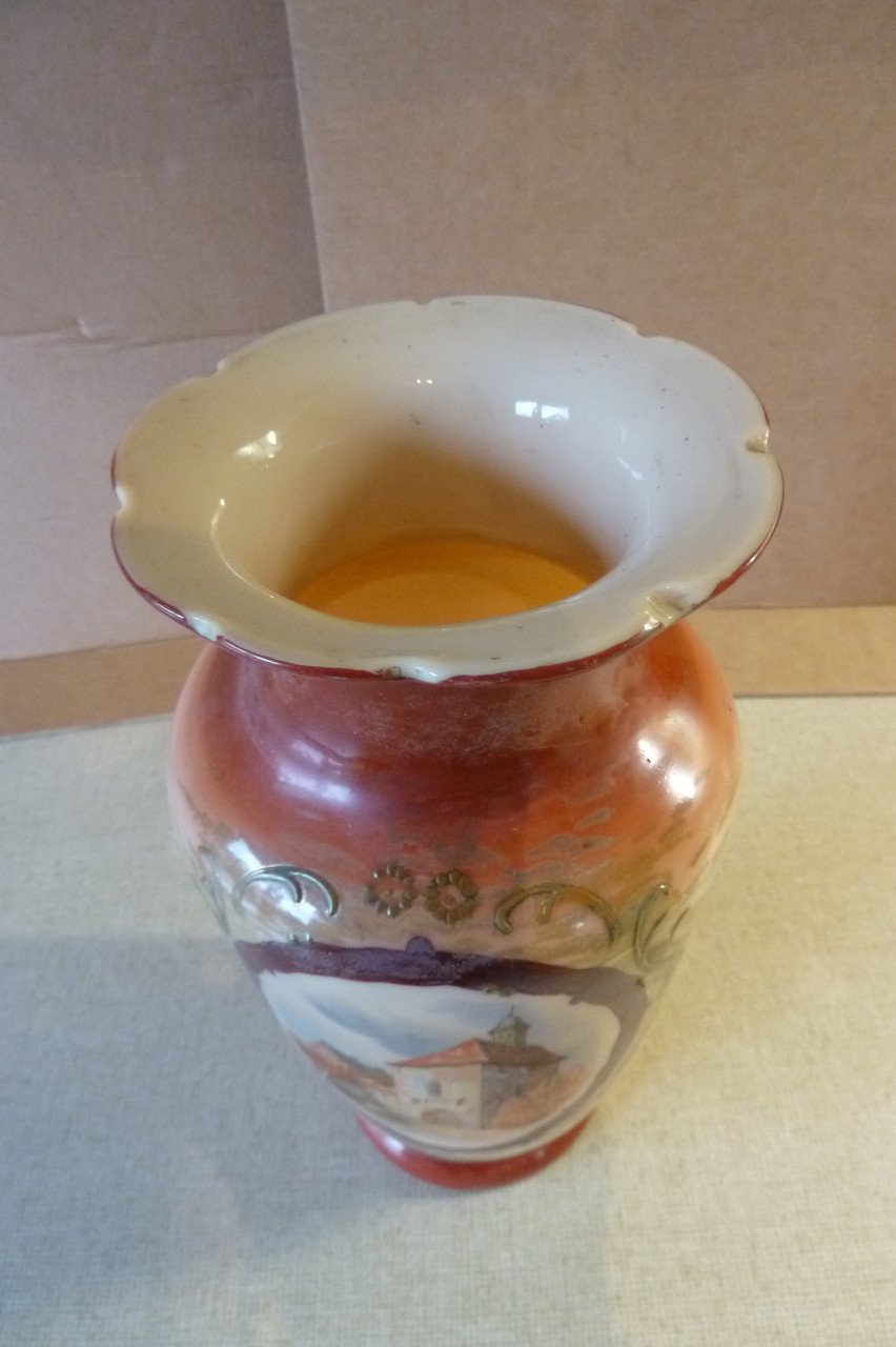 Antieke opaline handbeschilderde vaas