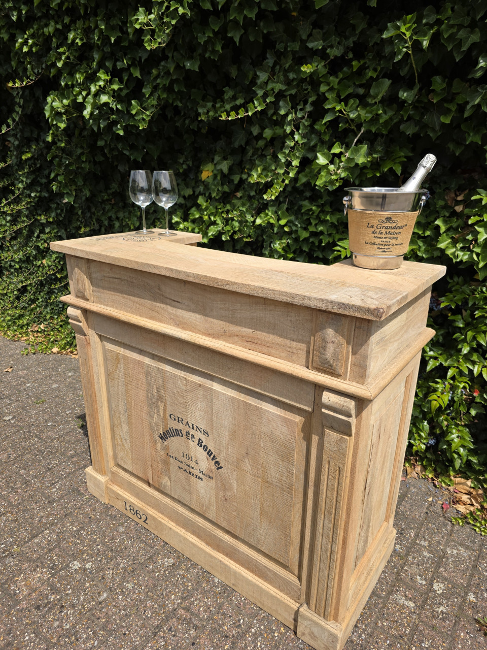 Gave BAR van massief Mango hout NIEUW