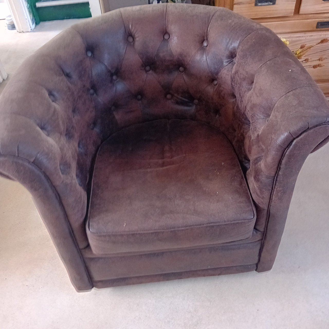 Kuipstoel chesterfieldlook bruin