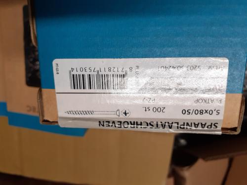 5 doos proftec rvs spaanplaatschroeven 5x 80/24 v 50 euro koffie gratis