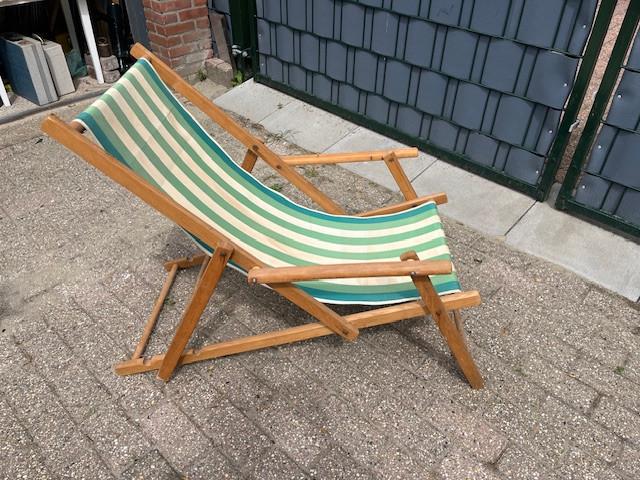 Strandstoelen met armleuning, stof gestreept
