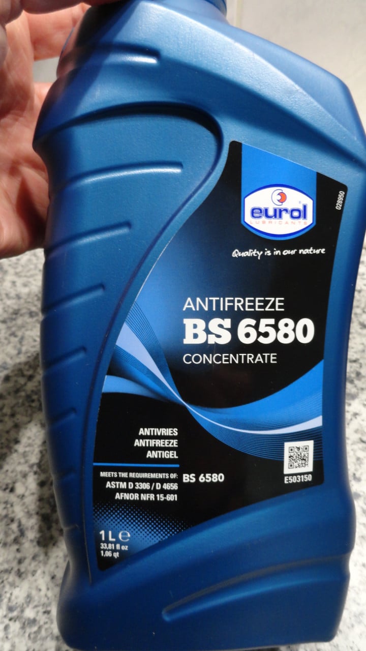Eurol Antifreeze BS 6580 Concentraat-NIEUW 2 X 1 LITER  Voldoet aan BS 6580