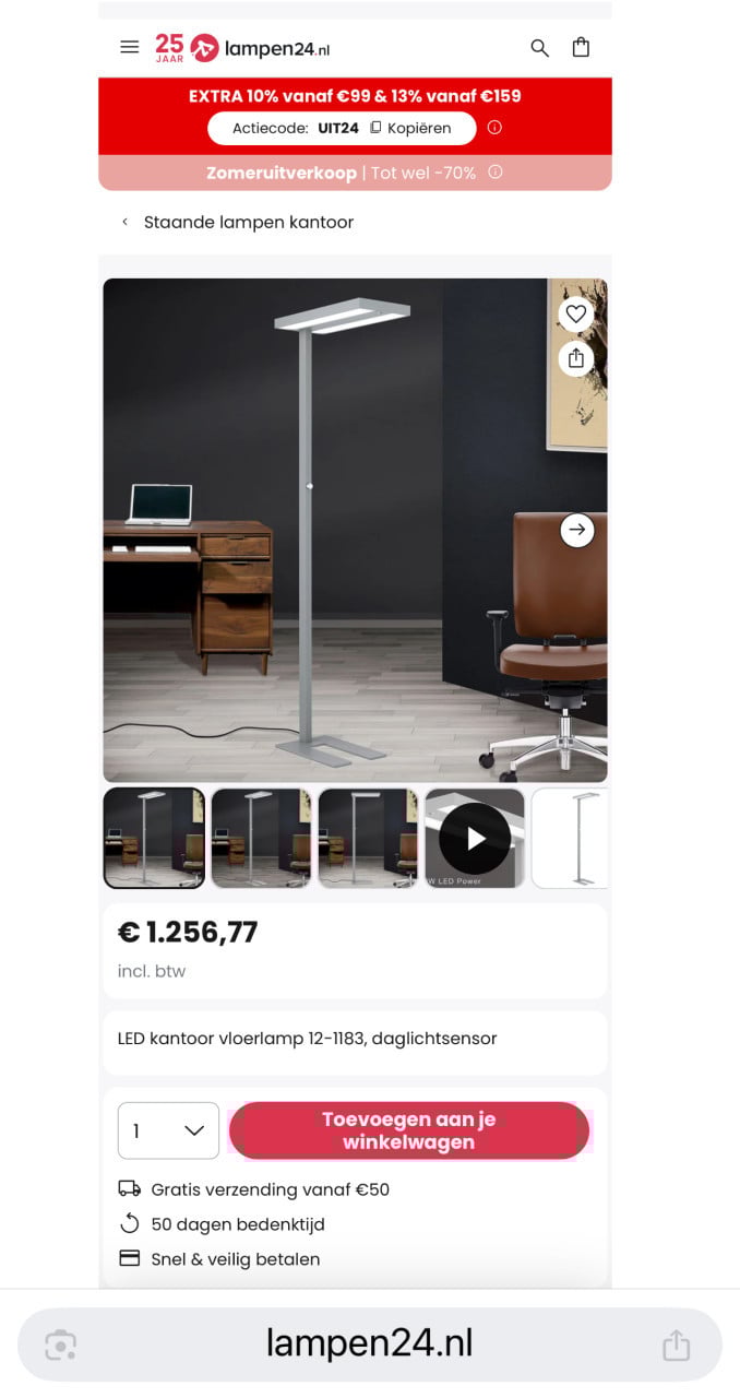 LED kantoor vloerlamp Nieuwprijs €1250,-
