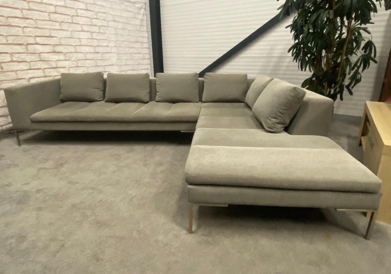 GRATIS LEVERING HEEL NL Montel Taupe Stoffen Hoekbank
