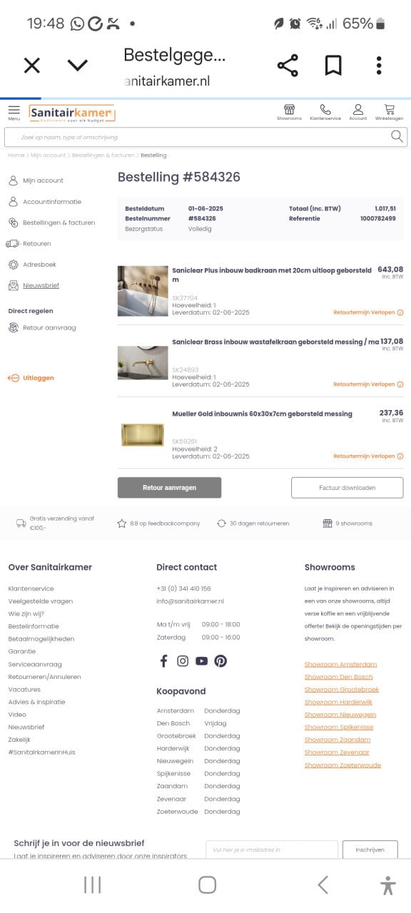 Gouden inbouwnis 2x