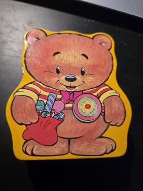 Vintage contourblik in de vorm van een teddybeer  Metal Arts Afm. 10x9x3.5