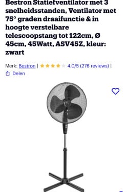 2x BESTRON Zwarte Ventilator 3 standen NIEUW!!!