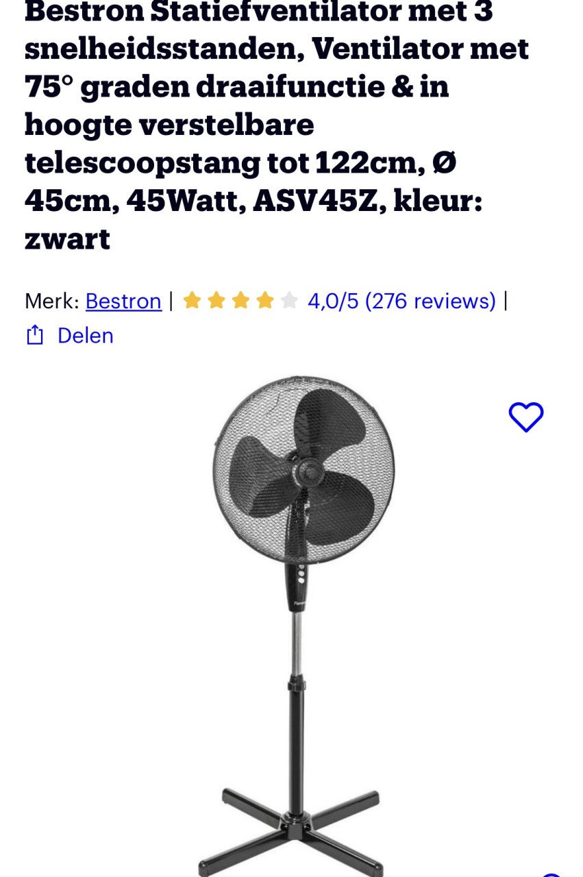 2x BESTRON Zwarte Ventilator 3 standen NIEUW!!!