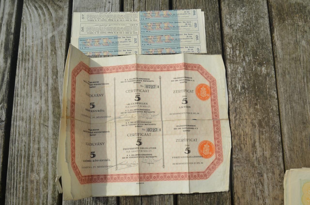 Diverse oude aandelen 1870 - 1910