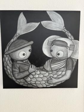 Schilderij Hament  zeemeermin/man