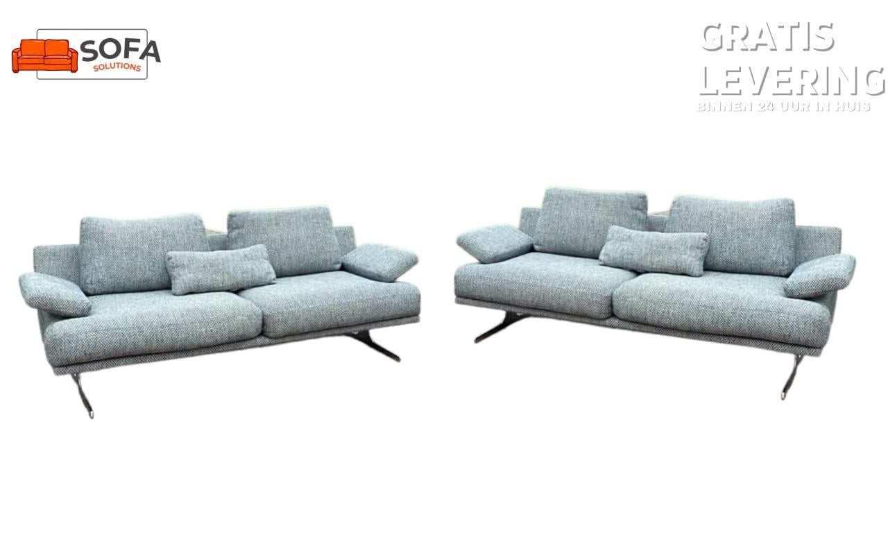 Montel 2x 2.5-zits Grijze Stoffen Bankenset-Gratis Levering NL