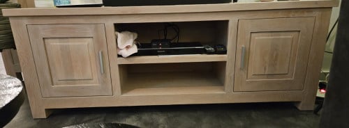 Massief krijtwit eiken tv meubel