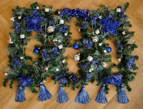 Winkeletalage 3luik met blauwe kerstdecoratie