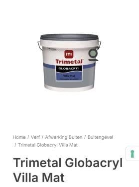 Gevelverf Trimetal Globacryl Villa mat, kleur 9010, 2 emmers van 10L