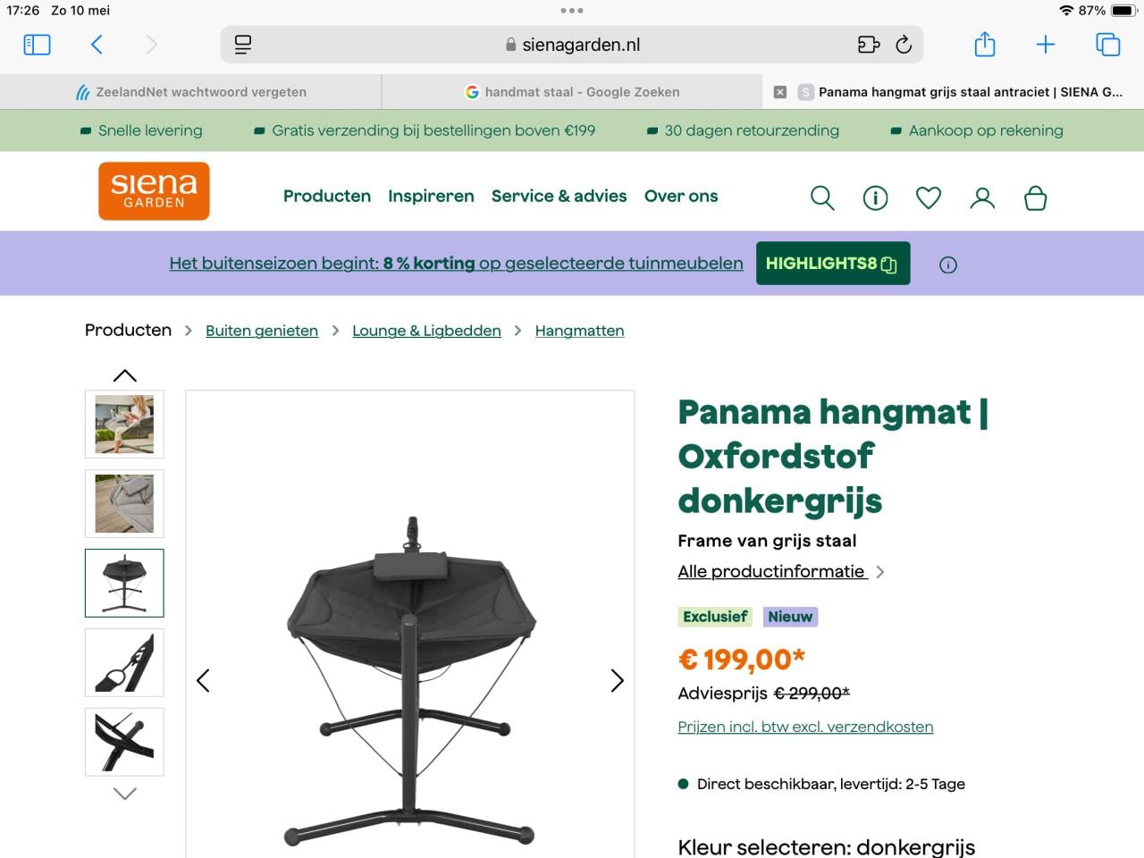 Hangmat - staal voet
