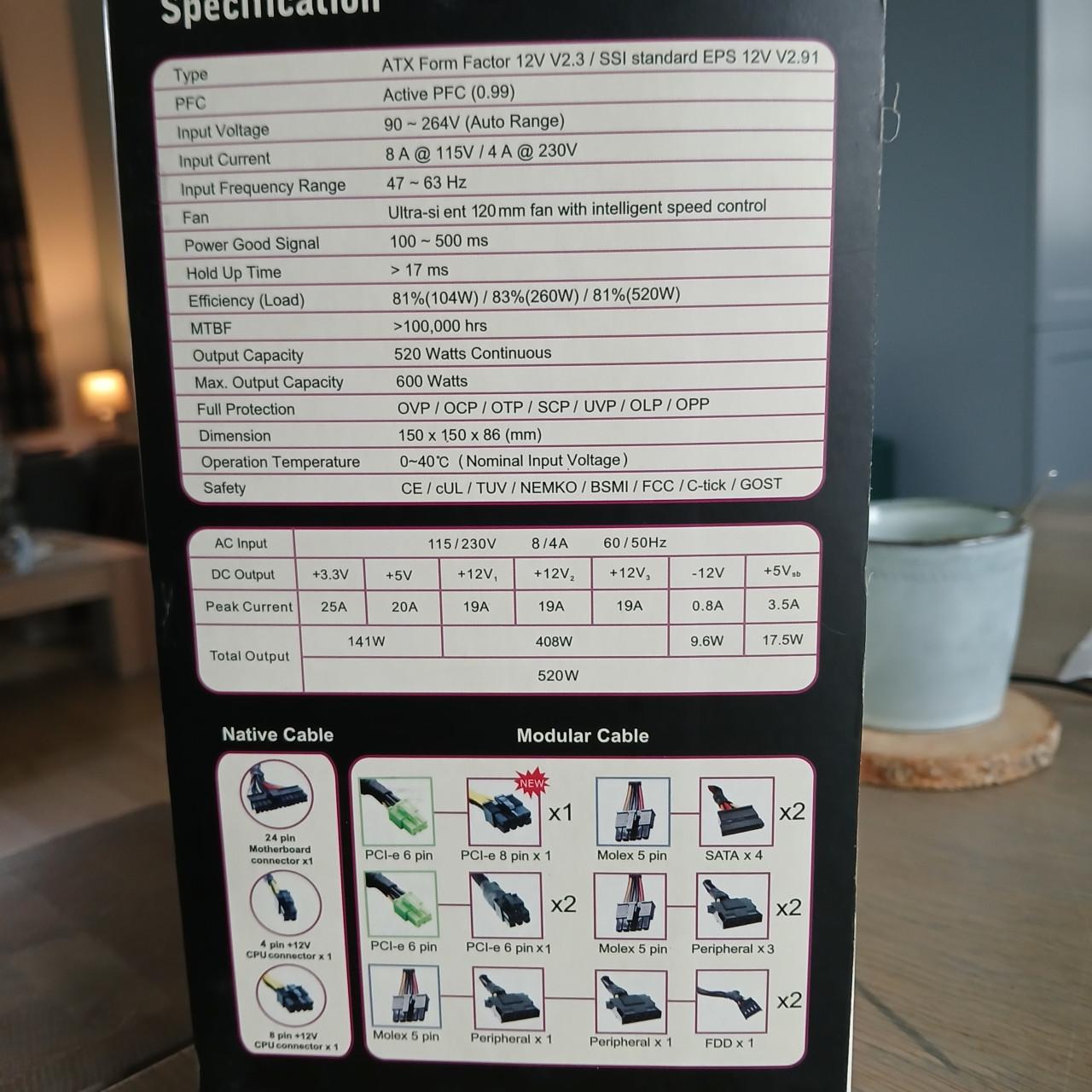 Cooler Master Real Power M520 voeding