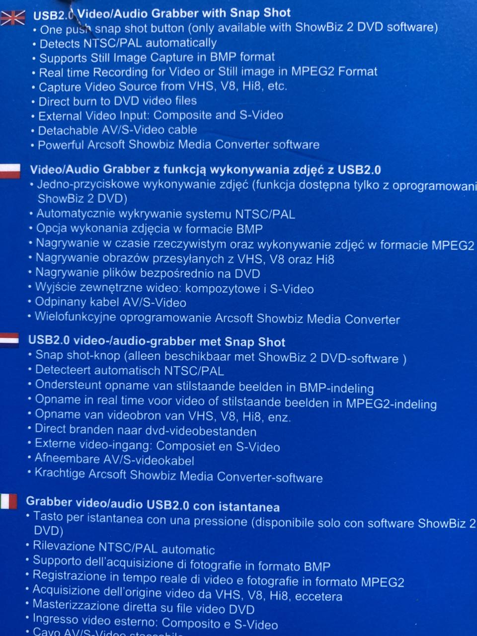 Video Grab hardware Logilink en Reflecta