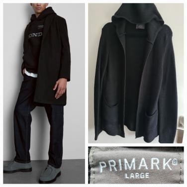 Lang zwart gebreid vest met Capuchon van Primark Maat L