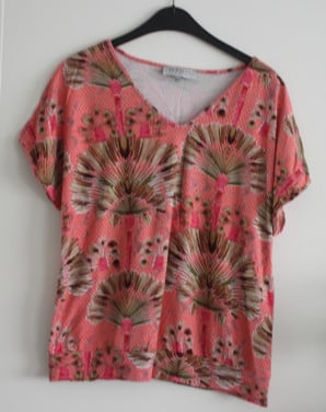 Shirt roze met bomen print maat 44