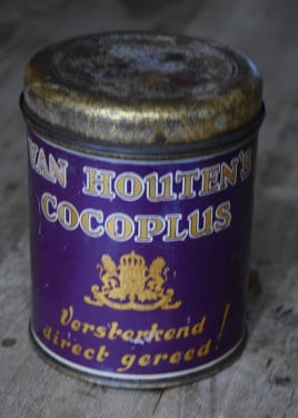 Blik van Houten's Cocoplus OUD chocoladeblik