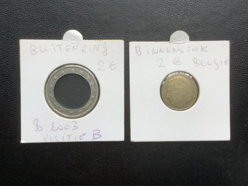 België 2 euro 2003 buitenring en binnenstuk los.