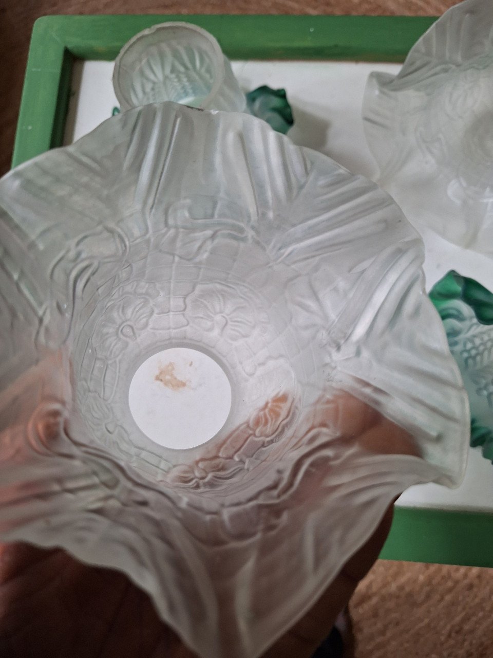 Brocante glazen lampekapjes