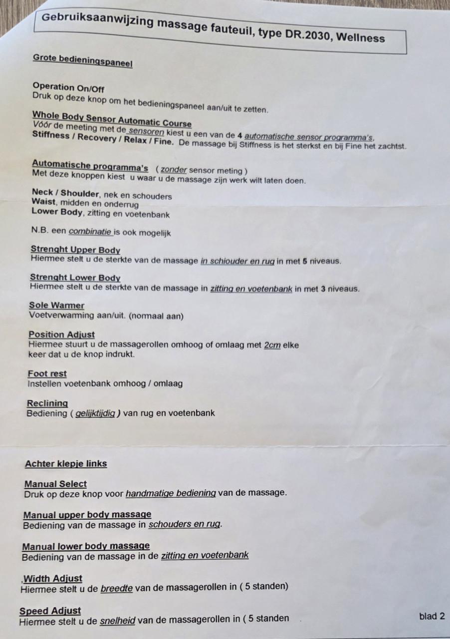 Sanyo Alpha Wellness DR2030 massagefaueteuil