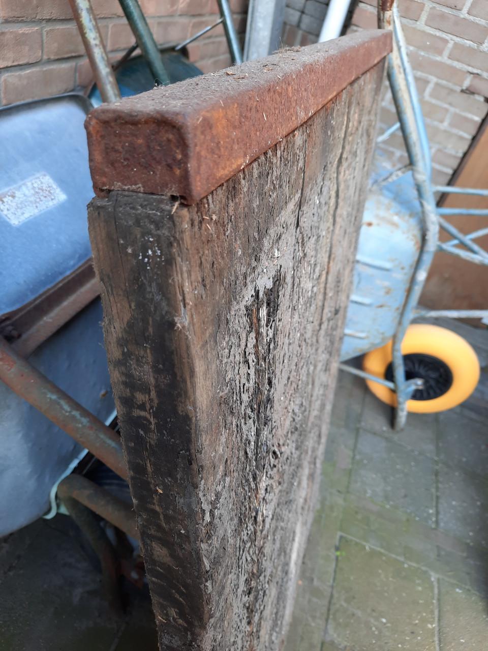 Steenschot tafelblad vintage industrieel