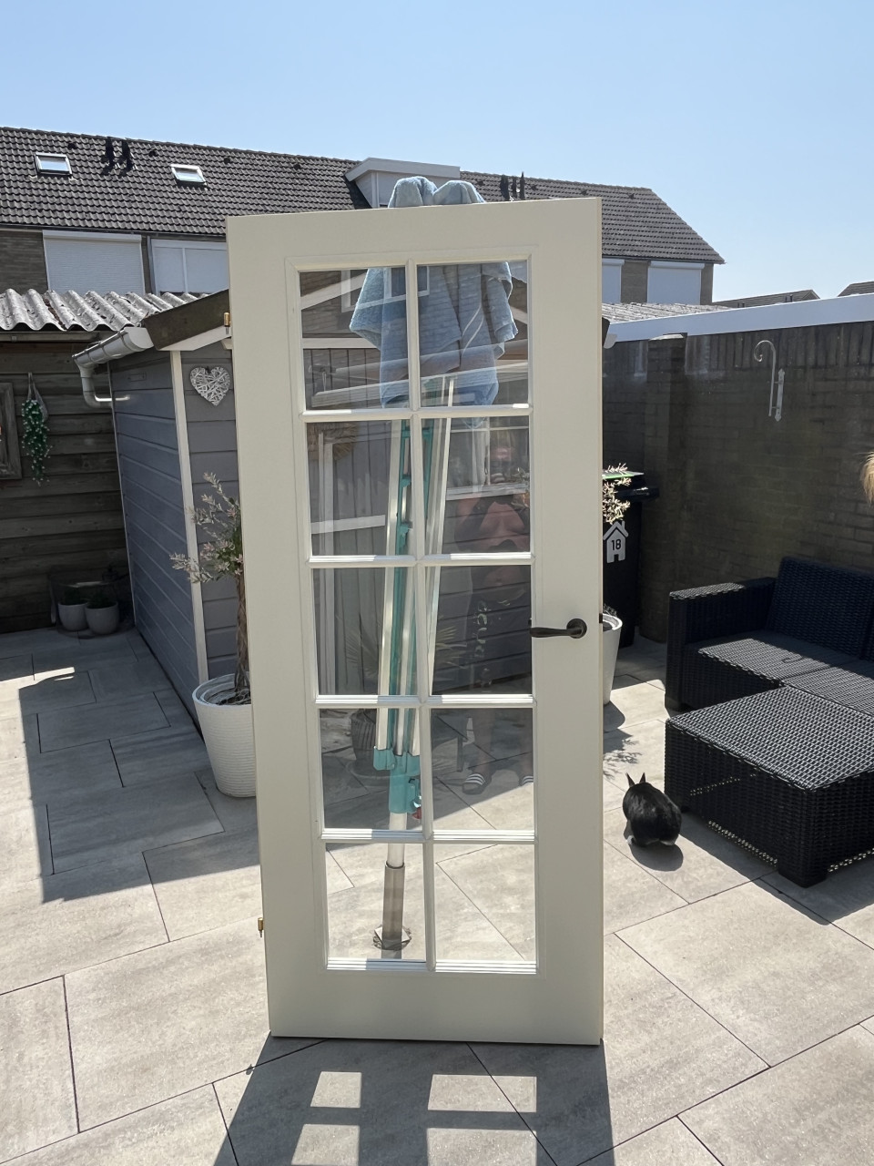 Binnendeur met 10 glazen ruitjes te koop