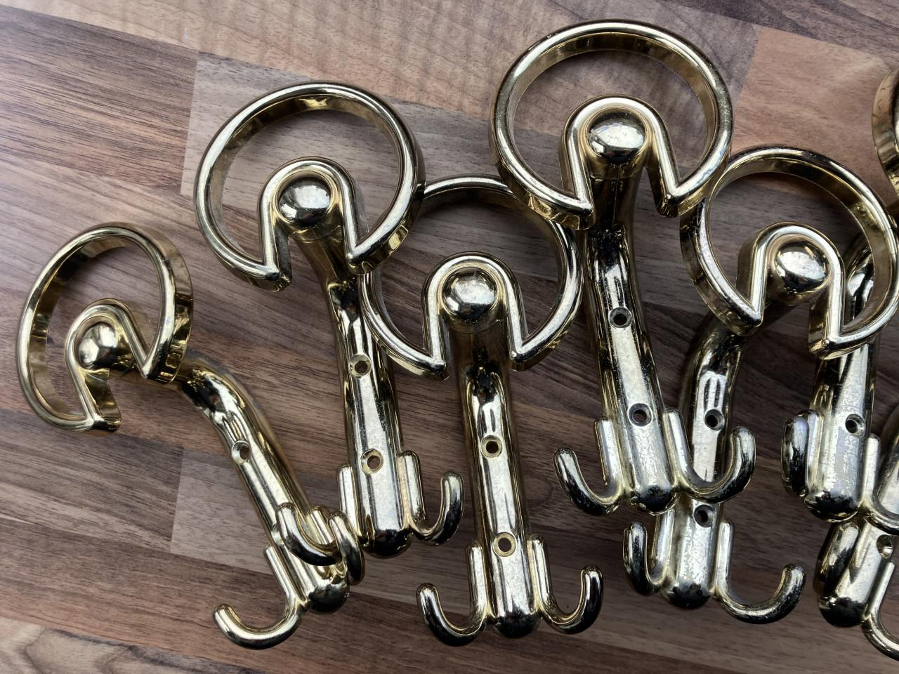 Vintage messing kapstokhaken 7st