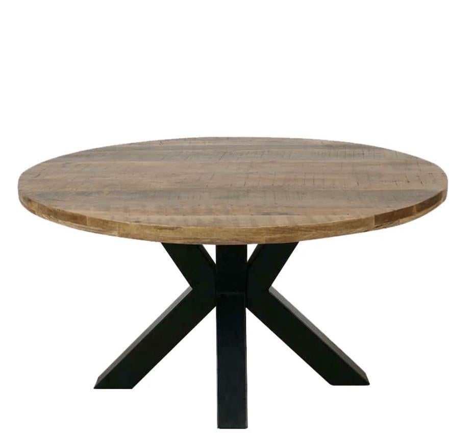 Ronde eettafel 130cm mangohout zware kwaliteit.