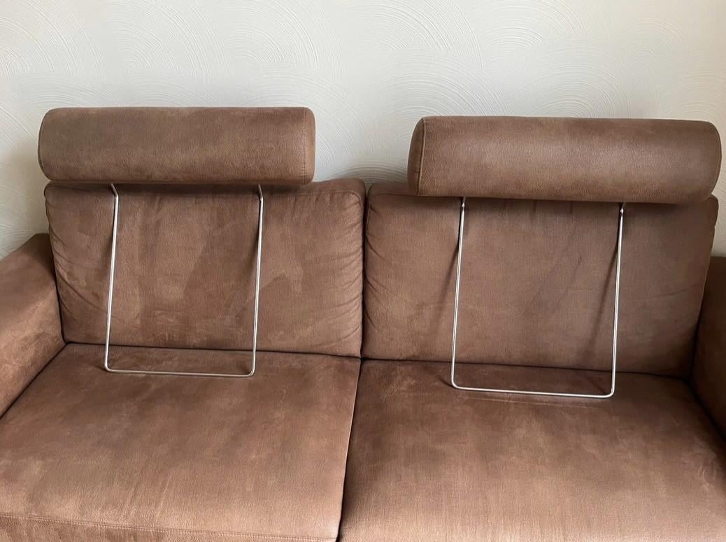 Montèl zithoek: 3 zitsbank + fauteuil - bruin microleder