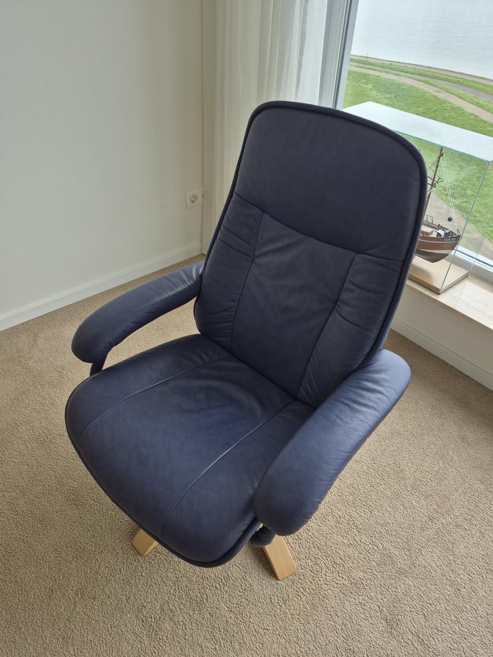 Fauteuil blauw leer