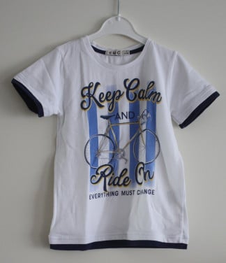 Wit shirt met opdruk fiets  maat 104