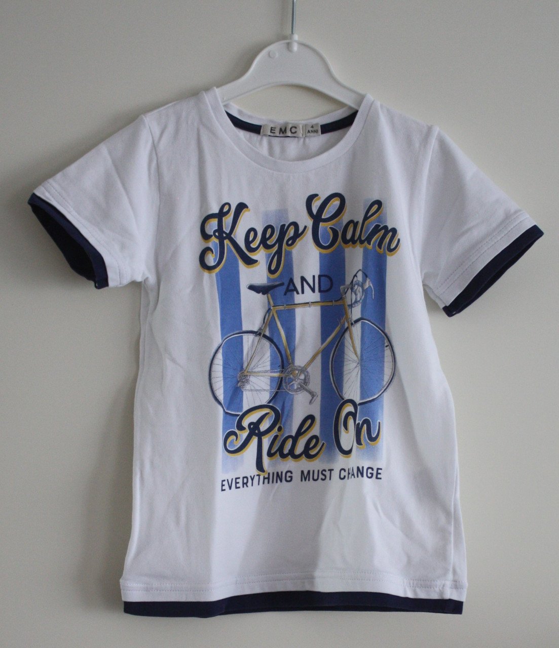 Wit shirt met opdruk fiets  maat 104