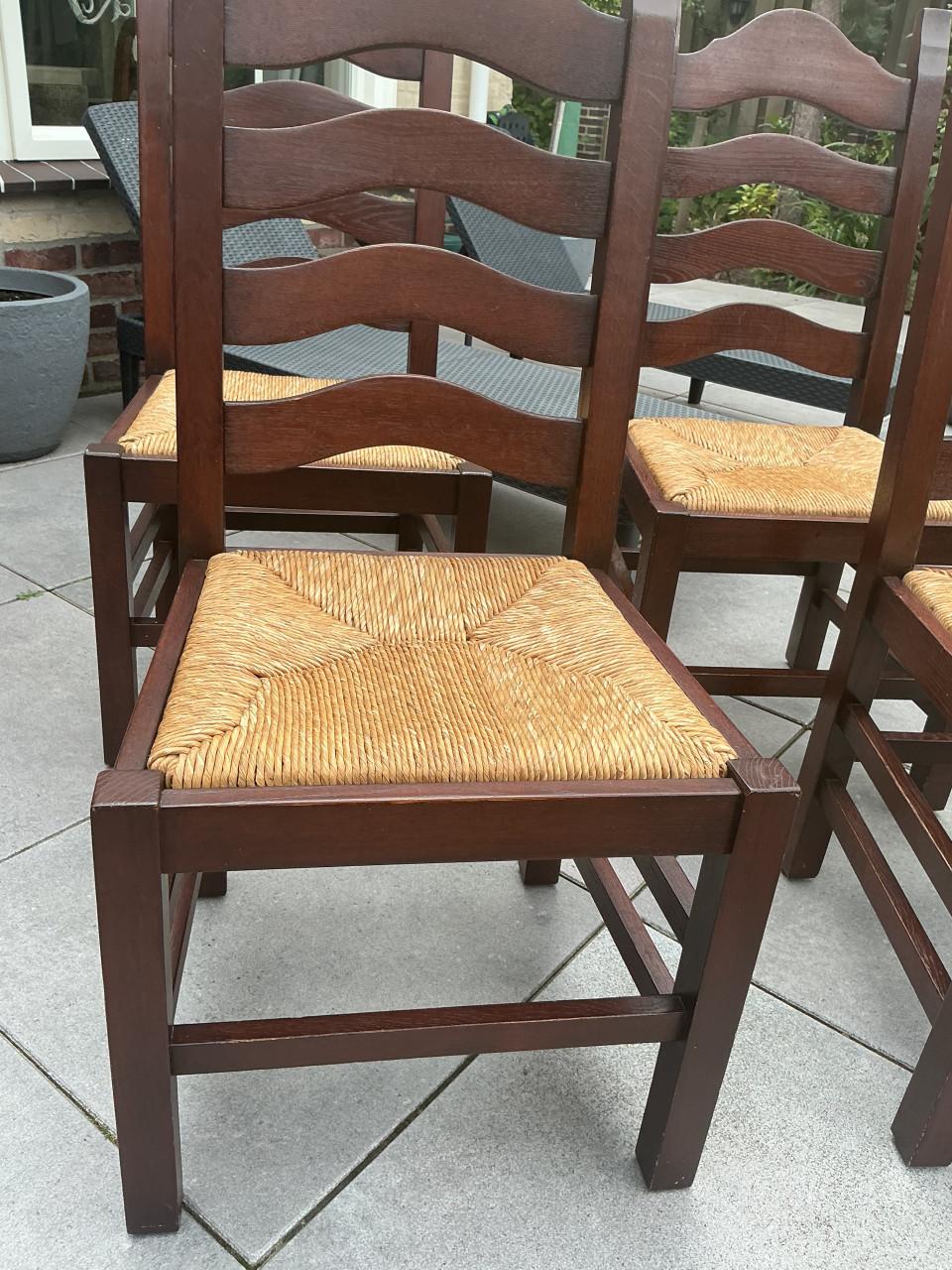 4 massief eikenhouten eetkamer stoelen