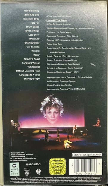 Laurie Anderson - Video & CD 'Home Of The Brave'