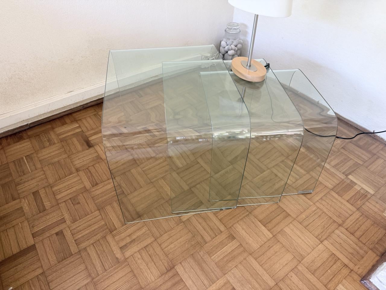 Glazen bijzettafeltje (set 3 stuks)