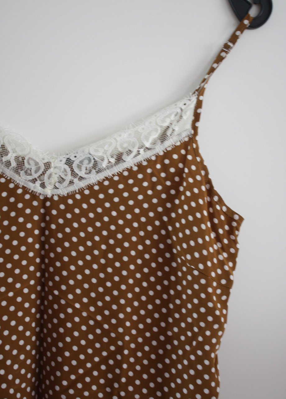 Nieuw top bruin met beige stippen  maat 34